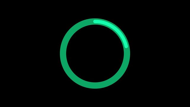 Loading circle icon, loading circle animation loading circle line animation on green screen background, loading icon for download progress, load game data, buffering process, application.4k