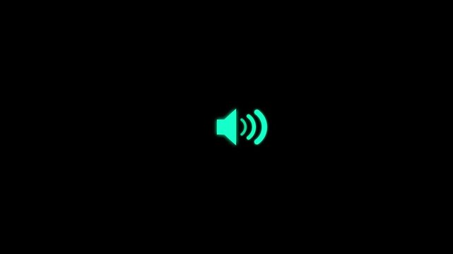 Speaker icon animated on, speaker volume animation, microphone, sound voice speaker icon animated optimized for audio and sound visualization.4k