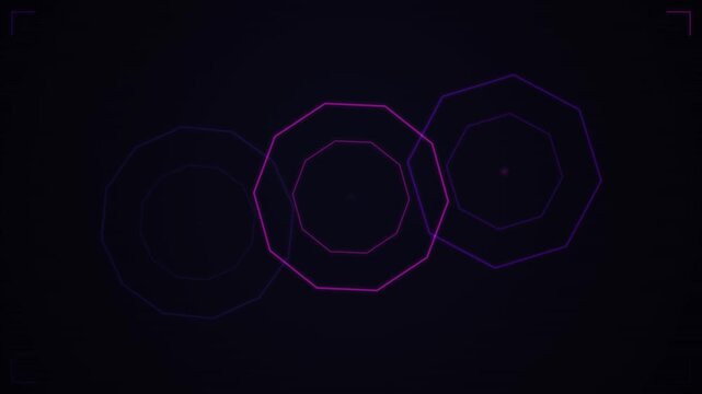 Neon geometric polygons glowing against a dark background for a seamless looping overlay.