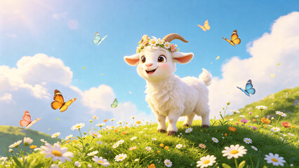 Fototapeta premium goat on meadow