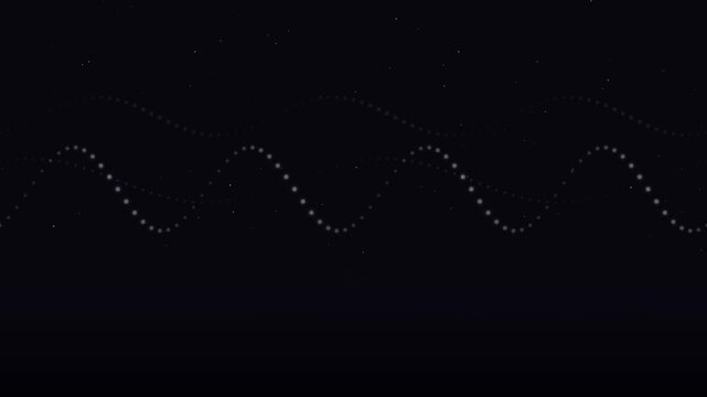 Dotted wave patterns overlay a dark starry night sky background