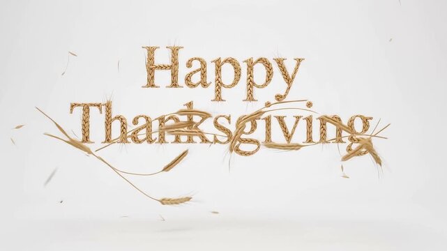 Happy Thanksgiving Day Animation with Wheat Stalks