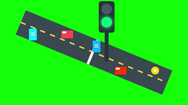 Traffic Light Intersection with Moving Cars on a Simple Road