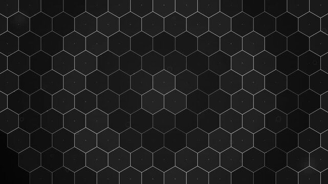 Black hexagonal grid pattern serves as a seamless looping background for digital overlay use.