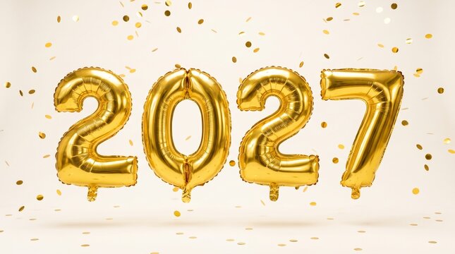Gold 2027 Foil Balloons Foil with Confetti for New Year Celebration