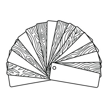 Wood Grain Material Swatch Fan Line Art Icon for Interior Design