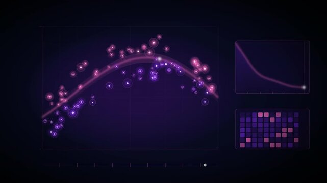 Machine Learning Model Fitting A Curve To Scatter Data While Loss Chart Descends Seamless Loop
