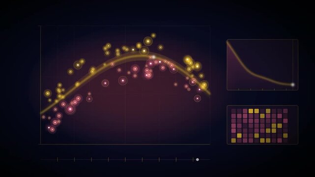 Machine Learning Model Fitting A Curve To Scatter Data While Loss Chart Descends Seamless Loop
