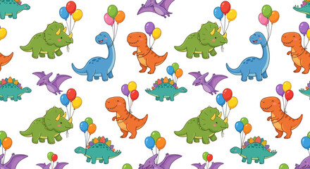 Cute Dinosaur Pattern with Balloons © Brownis