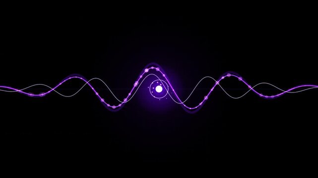 Purple audio sound wave equalizer visualization with glowing node vector design