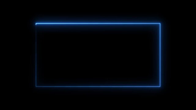 Glowing blue neon light rectangle looping on black.