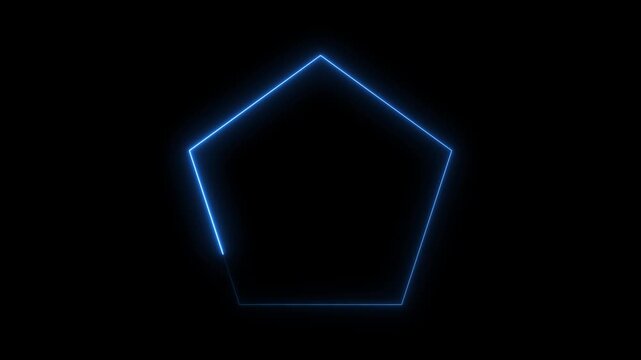 Blue neon pentagon glow effect on dark background.