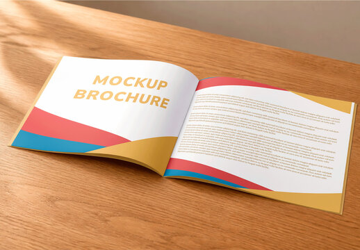 Wood Desk Brochure Mockup