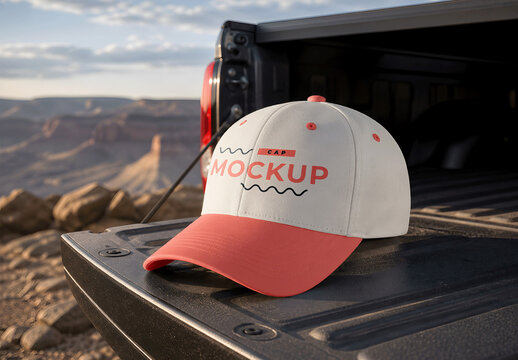 Baseball Cap Pickup Tailgate Mockup