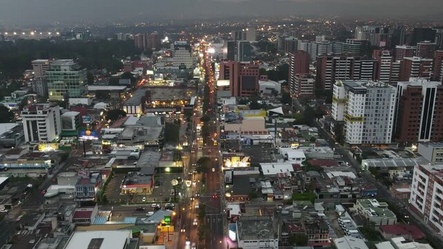 aerial view of zona 10 guatemala, hyperlapse sunset
drone shot