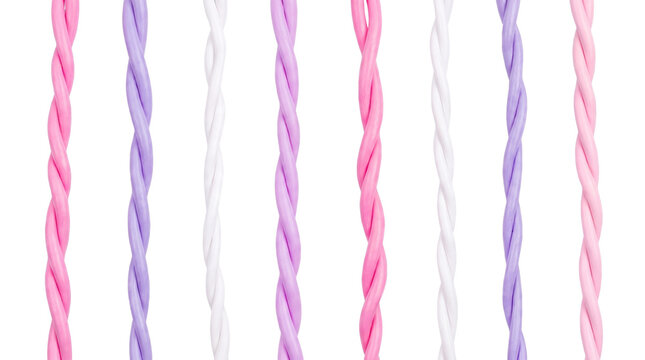 Twisted Pastel Pink Purple and White Cord Strings Collection for Gift Tags and Crafting