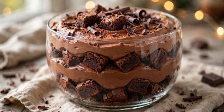 Chocolate Trifle Party Styled Dessert Close Up Food Photography