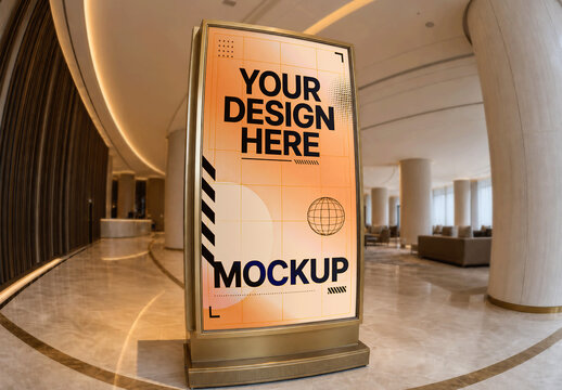 Poster Hotel Lobby Fisheye Mockup