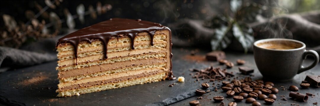 Opera Cake Slice Panoramic Food Photography