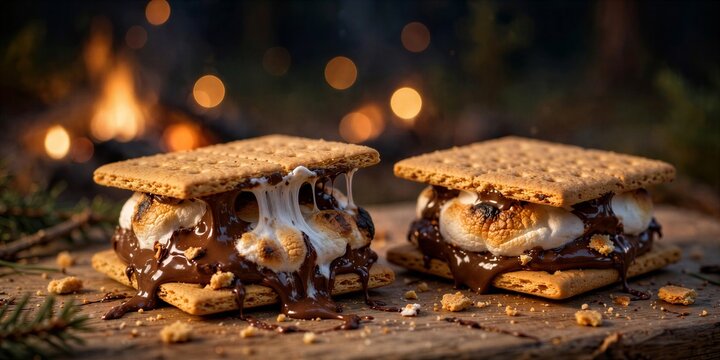 Smores Campfire Bokeh Styled Dessert Close Up Food Photography