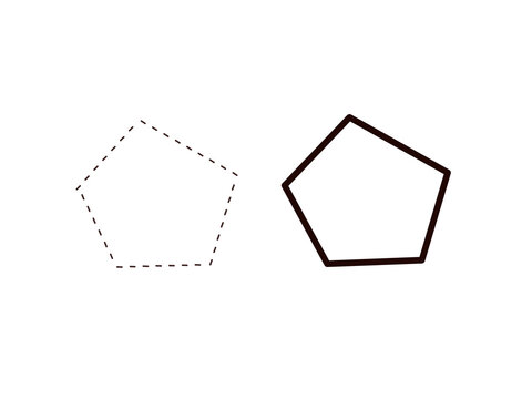 a dashed outline for tracing practice, and the right side shows a solid black outline. design element. minimalist design.