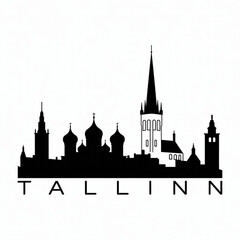 Fototapeta premium Tallinn Estonia Skyline Silhouette - An Estonian Medieval Baltic Capital Vector Illustration
