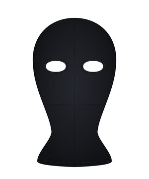 Black knitted balaclava mask with two eye holes for winter protection and tactical use