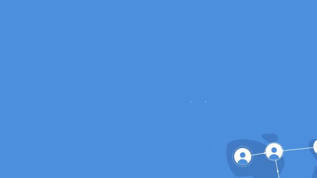 Social media network user connection nodes appearing on blue background