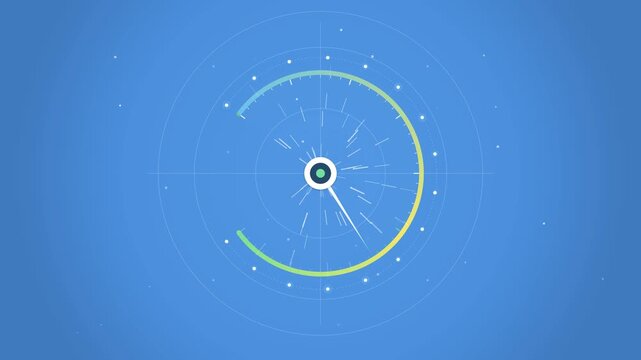 Abstract Blue HUD Interface with Rotating Radar Scan and Glowing Progress Bars