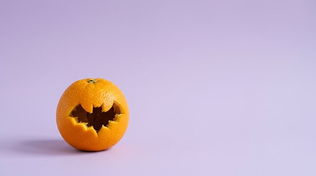 怖い口を彫ったハロウィンオレンジ