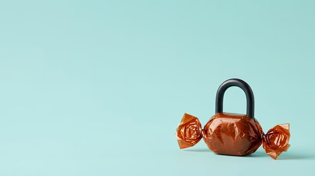 パステルブルー背景のキャンディ型南京錠