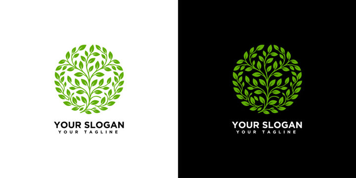 Green Leafy Circle Logo Design