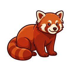 Fototapeta premium Cute Sitting Red Panda Vector Cartoon Illustration