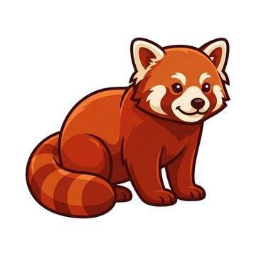 Cute Sitting Red Panda Vector Cartoon Illustration
