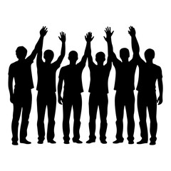 Fototapeta premium Group of Businesspeople Raising Hands in Celebration.