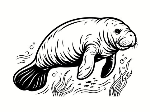Manatee vector illustration