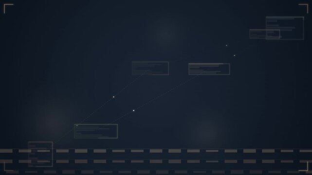 Futuristic interface design elements arranged as a subtle looping background overlay on a dark surface