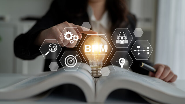 Business Process Management concept showing workflow analysis, process optimization, team collaboration, automation, and performance improvement Latch