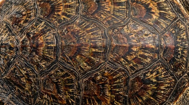 Close-up Macro Texture of a Turtle Shell Pattern.