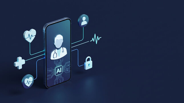 AI Healthcare and Digital Medicine Technology Concept on Smartphone
