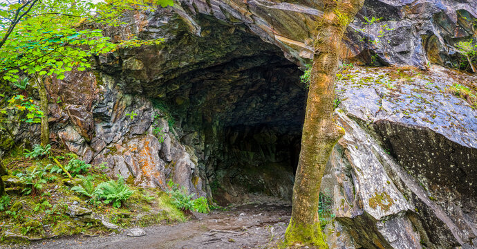 Rydal Cave near Ambleside and Grasmere in England's Lake District National Park