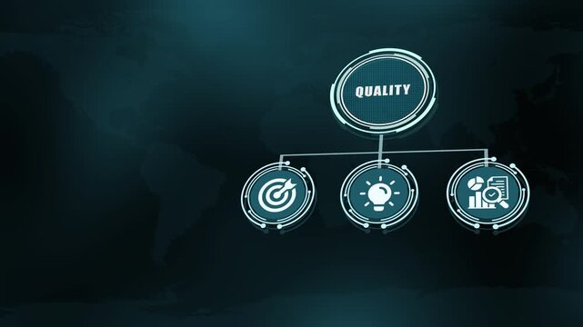 Quality Concept With Target, Lightbulb and Data Chart Business HUD Icons