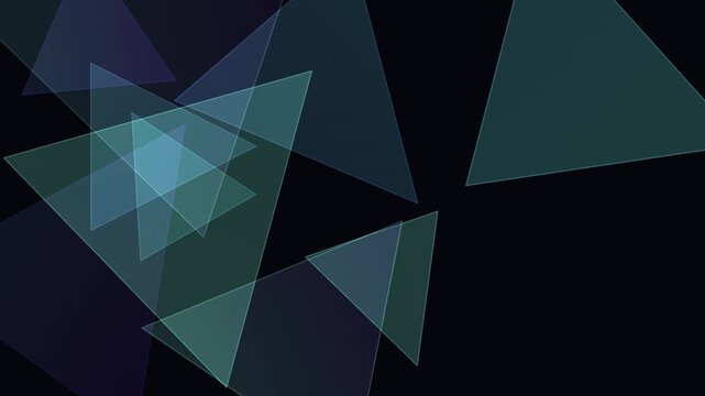 Abstract translucent triangles overlapping to form a sleek looping background suitable for digital overlays.