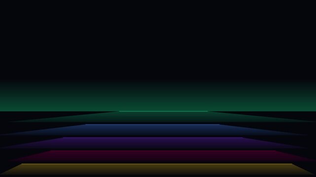 Retrofuturistic neon horizon with layered glowing gradients forming an animated looping background