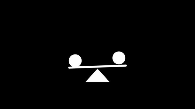 Seesaw with Two Balls Alternating Up and Down Animation on Black Background