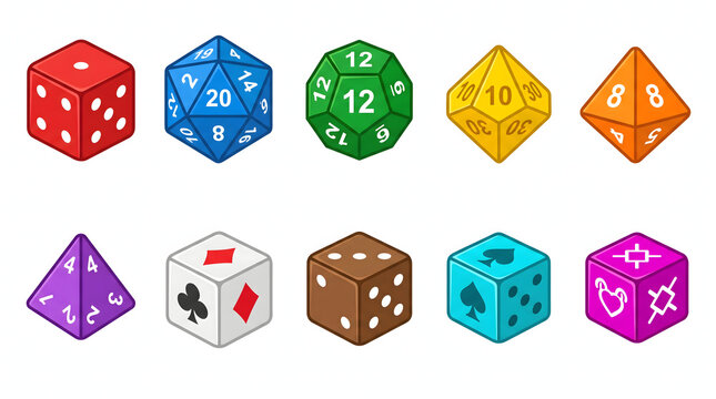 Colorful polyhedral dice set collection for tabletop RPG and board game gaming