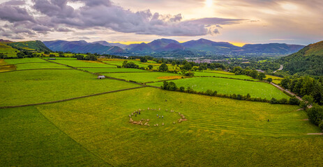 Fototapeta premium Castlerigg Stone Circle with Lakeland Fells in Lake District Cumbria England