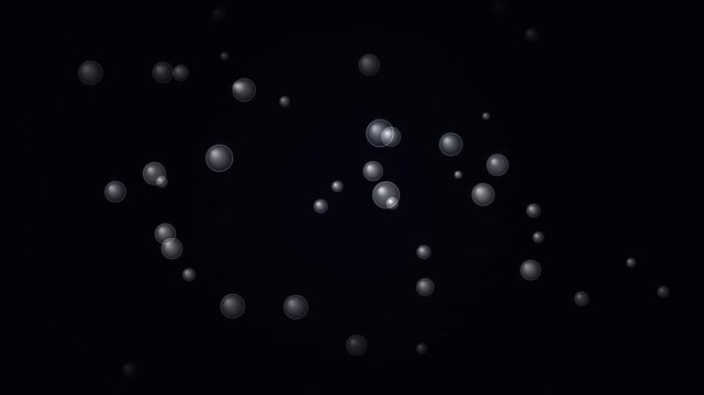 Floating bubbles drift across a dark background as a seamless looping overlay for abstract visual effects.