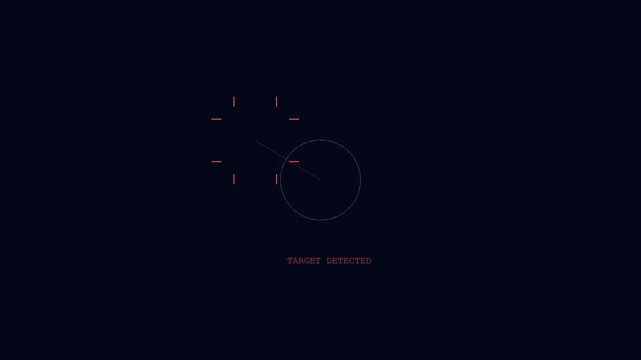 Futuristic digital scanning system interface animation showing target acquisition and weapon lock in motion video clip