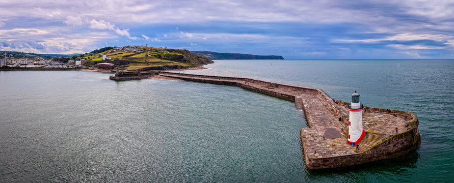 Whitehaven Harbour Panorama with Historic Pier on Cumbrian Coast England